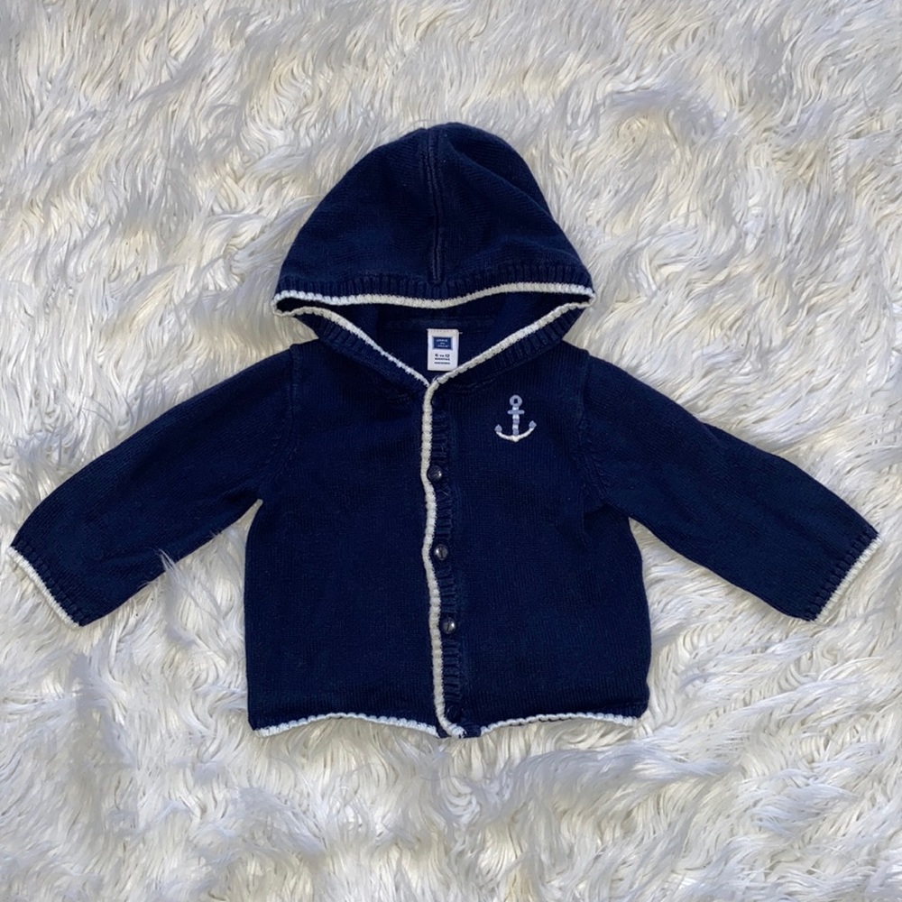 Janie and Jack Navy Nautical sweater. Size 6-12mos